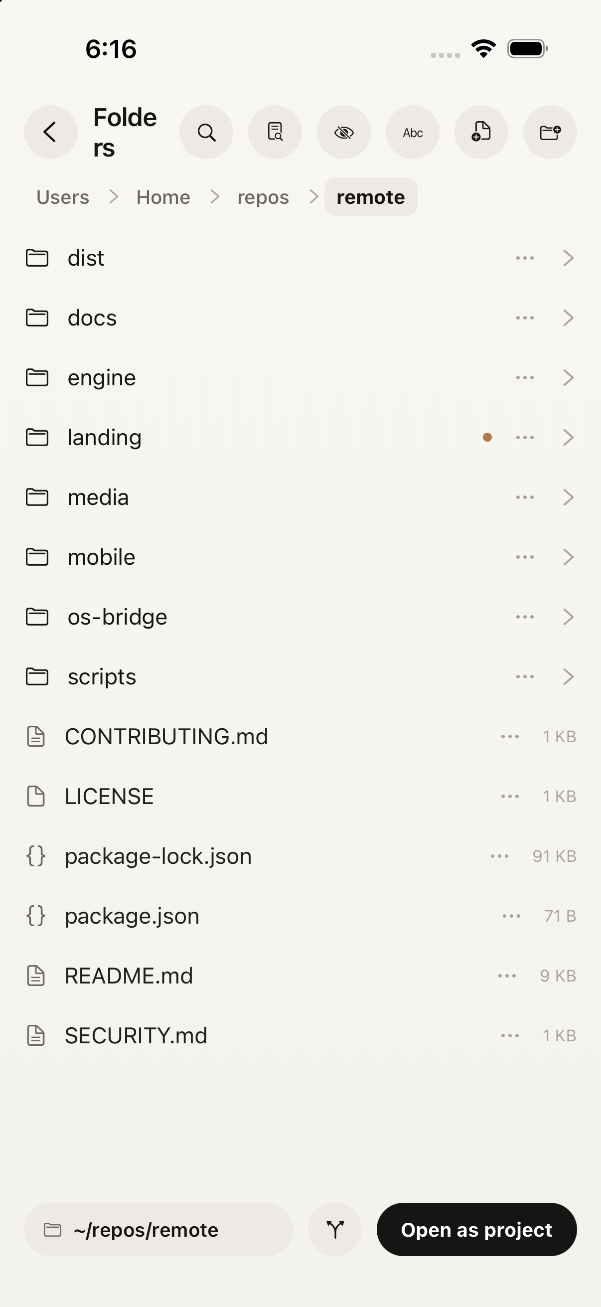 A real terminal on the phone — connected to the laptop